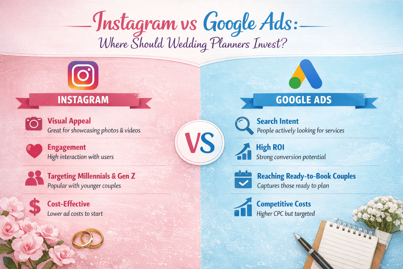 Instagram vs Google Ads for Wedding Planners